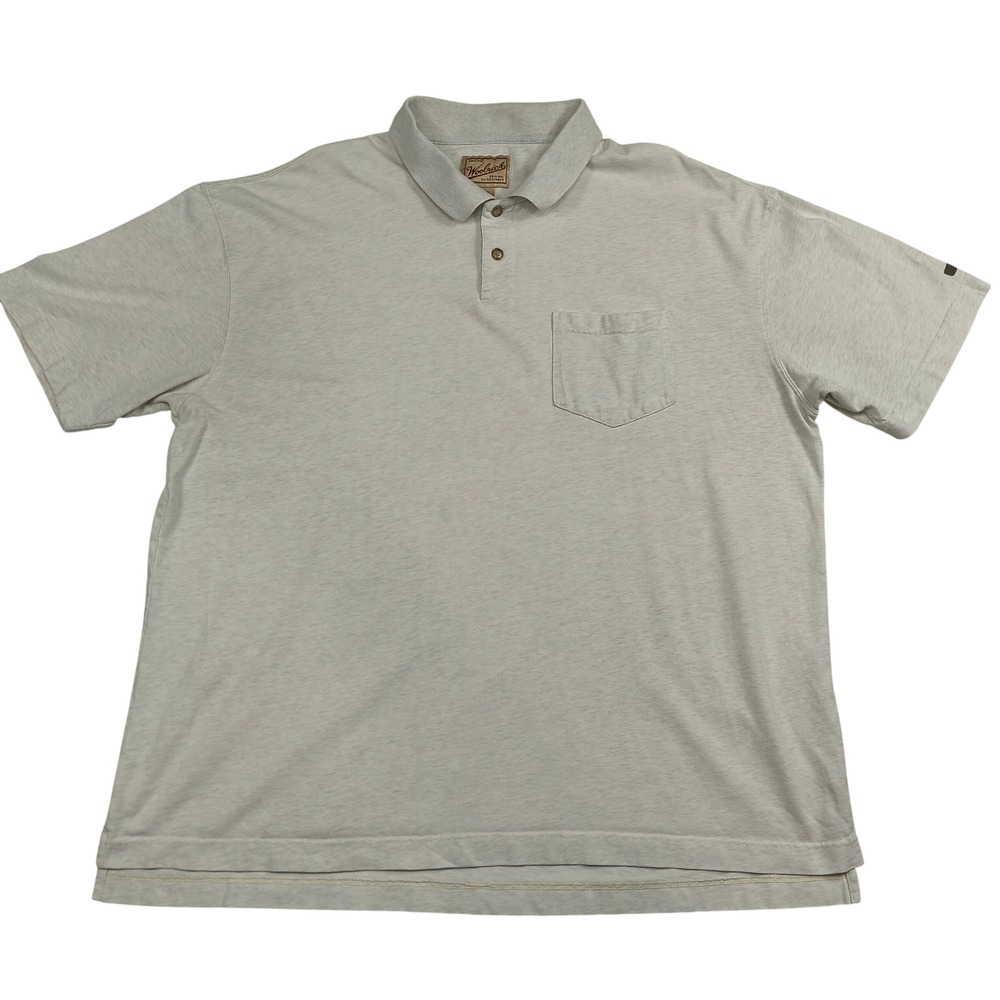 Woolrich Mens 2XL Gray Short Sleeve Cotton Pocket Polo Shirt Made in USA